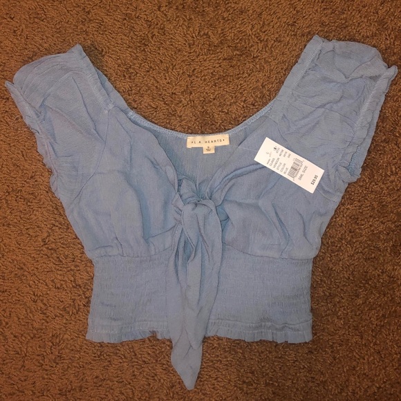 PacSun Tops - SOLD Pacsun LA Hearts tie front woven top